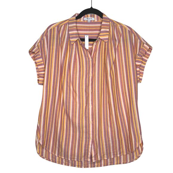 Madewell Oversized Button Up Rainbow Sierra Stripe Central Shirt Size Medium - Picture 2 of 11